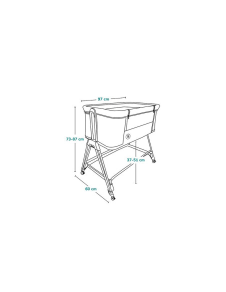 BN-LO-LUNA_GREY_CONCRETE,Lionelo - Patut co-sleeper Luna, 2 in 1, Cu laterala culisanta, Cu setare unghiulara, Cu roti, Reglabil