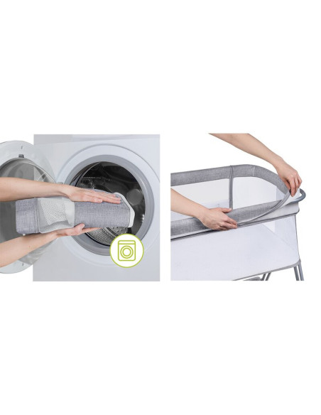 BN-LO-LUNA_GREY_CONCRETE,Lionelo - Patut co-sleeper Luna, 2 in 1, Cu laterala culisanta, Cu setare unghiulara, Cu roti, Reglabil
