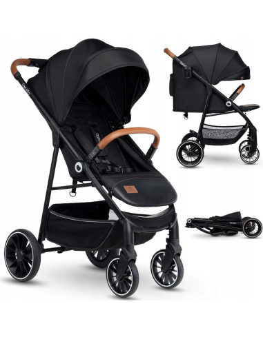 BN-LO-ALEXIA_BLACK_ONYX,Lionelo - Carucior sport Alexia, 6 luni+, Cu geanta pentru parinti, Amortizoare, Suport pentru biberon/p