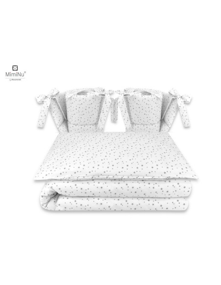 BN-6426972014670,MimiNu - Lenjerie patut cu 4 piese, Cu doua protectii laterale, Din bumbac certificat Oeko Tex Standard 100, Pe