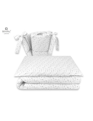 BN-6426972014670,MimiNu - Lenjerie patut cu 4 piese, Cu doua protectii laterale, Din bumbac certificat Oeko Tex Standard 100, Pe