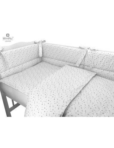BN-6426972014670,MimiNu - Lenjerie patut cu 4 piese, Cu doua protectii laterale, Din bumbac certificat Oeko Tex Standard 100, Pe