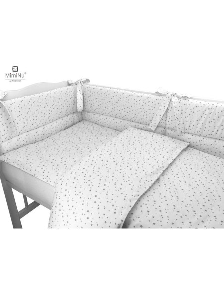 BN-6426972014670,MimiNu - Lenjerie patut cu 4 piese, Cu doua protectii laterale, Din bumbac certificat Oeko Tex Standard 100, Pe