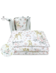 BN-6426972014694,MimiNu - Lenjerie patut cu 4 piese, Cu doua protectii laterale, Din bumbac certificat Oeko Tex Standard 100, Pe 2