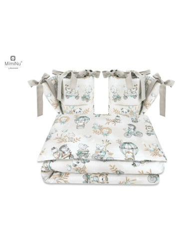 BN-6426972014717,MimiNu - Lenjerie patut cu 4 piese, Cu doua protectii laterale, Din bumbac certificat Oeko Tex Standard 100, Pe