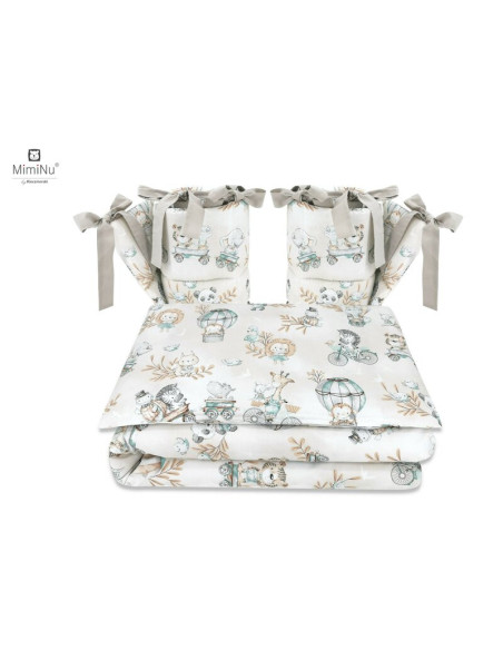 BN-6426972014717,MimiNu - Lenjerie patut cu 4 piese, Cu doua protectii laterale, Din bumbac certificat Oeko Tex Standard 100, Pe