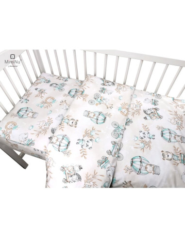 BN-6426972014717,MimiNu - Lenjerie patut cu 4 piese, Cu doua protectii laterale, Din bumbac certificat Oeko Tex Standard 100, Pe