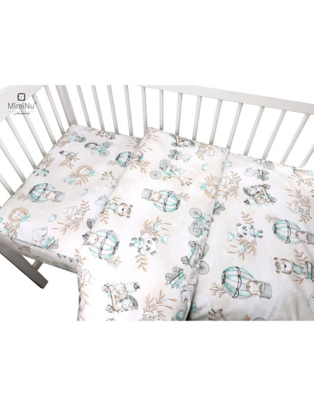 BN-6426972014717,MimiNu - Lenjerie patut cu 4 piese, Cu doua protectii laterale, Din bumbac certificat Oeko Tex Standard 100, Pe