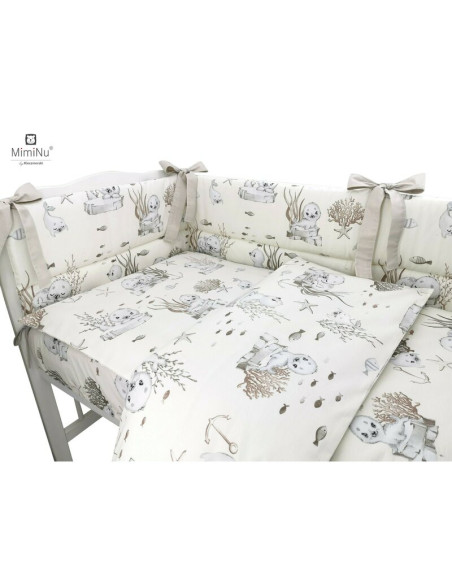 BN-6426972014786,MimiNu - Lenjerie patut cu 4 piese, Cu doua protectii laterale, Din bumbac certificat Oeko Tex Standard 100, Pe