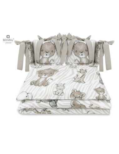 BN-6426972014809,MimiNu - Lenjerie patut cu 4 piese, Cu doua protectii laterale, Din bumbac certificat Oeko Tex Standard 100, Pe