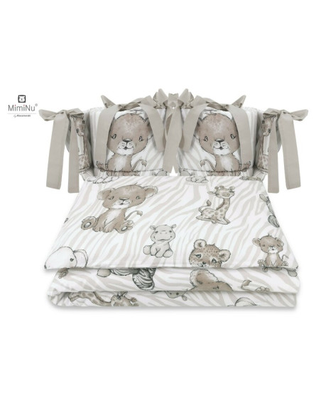 BN-6426972014809,MimiNu - Lenjerie patut cu 4 piese, Cu doua protectii laterale, Din bumbac certificat Oeko Tex Standard 100, Pe