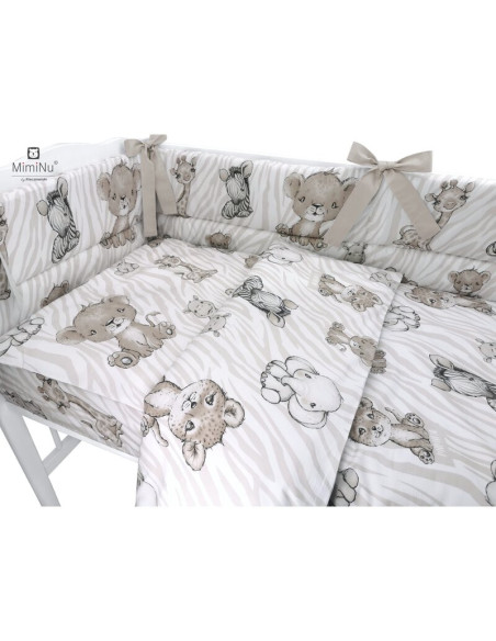 BN-6426972014809,MimiNu - Lenjerie patut cu 4 piese, Cu doua protectii laterale, Din bumbac certificat Oeko Tex Standard 100, Pe