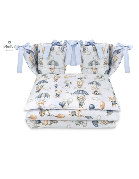 BN-6426972014823,MimiNu - Lenjerie patut cu 4 piese, Cu doua protectii laterale, Din bumbac certificat Oeko Tex Standard 100, Pe