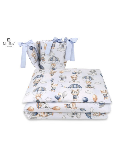 BN-6426972014823,MimiNu - Lenjerie patut cu 4 piese, Cu doua protectii laterale, Din bumbac certificat Oeko Tex Standard 100, Pe