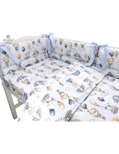 BN-6426972014823,MimiNu - Lenjerie patut cu 4 piese, Cu doua protectii laterale, Din bumbac certificat Oeko Tex Standard 100, Pe