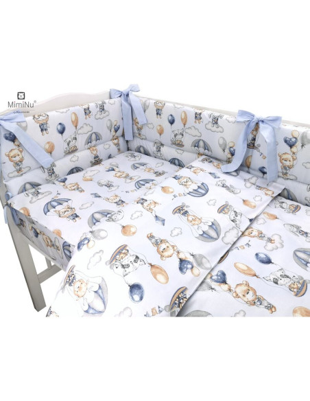BN-6426972014823,MimiNu - Lenjerie patut cu 4 piese, Cu doua protectii laterale, Din bumbac certificat Oeko Tex Standard 100, Pe