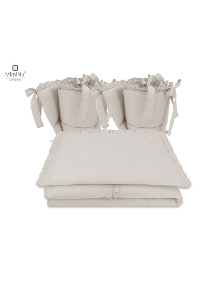 BN-6426972014731,MimiNu - Lenjerie patut cu 4 piese, Cu doua protectii laterale, Cu volanase, Din bumbac certificat Oeko Tex Sta