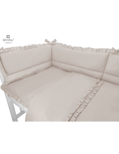 BN-6426972014731,MimiNu - Lenjerie patut cu 4 piese, Cu doua protectii laterale, Cu volanase, Din bumbac certificat Oeko Tex Sta