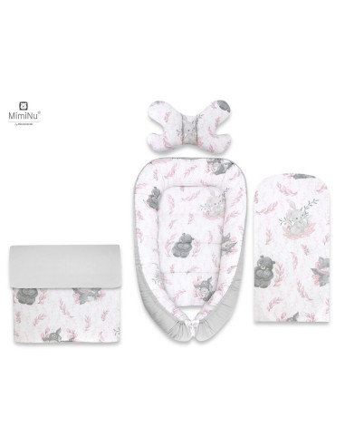 BN-6426972012546,MimiNu - Set 4 in 1 Cosulet bebelus Baby Cocoon 75x55 cm, Husa 100% bumbac, Din bumbac certificat Oeko Tex Stan