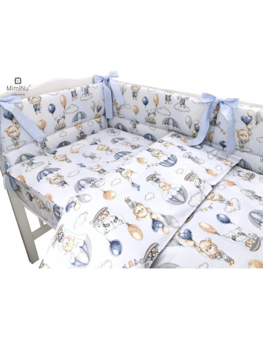 BN-6426972012607,MimiNu - Set lenjerie patut 5 piese, Cu pilota si perna, Din bumbac certificat Oeko Tex Standard 100, Pentru pa