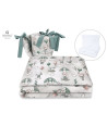 BN-6426972014854,MimiNu - Set lenjerie patut cu 6 piese, Cu pilota si perna, Cu doua aparatori laterale, Din bumbac certificat O