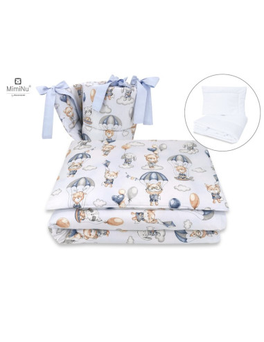 BN-6426972014861,MimiNu - Set lenjerie patut cu 6 piese, Cu pilota si perna, Cu doua aparatori laterale, Din bumbac certificat O