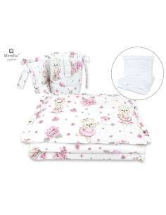 BN-6426972014885,MimiNu - Set lenjerie patut cu 6 piese, Cu volanase, Cu pilota si perna, Cu doua aparatori laterale, Din bumbac 2