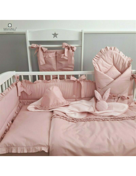 BN-6426972014939,MimiNu - Set lenjerie patut cu 6 piese, Cu volanase, Cu pilota si perna, Cu doua aparatori laterale, Din bumbac BN-6426972014939,MimiNu - Set lenjerie patut cu 6 piese, Cu volanase, Cu pilota si perna, Cu doua aparatori laterale, Din bumbac