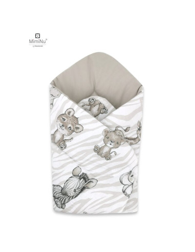 BN-6426972012898,MimiNu - Paturica de infasat cu doua fete, Cu multiple utilizari, Cu inchidere arici velcro, Dimensiune 75x75 c