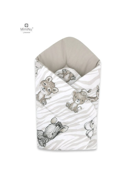BN-6426972012898,MimiNu - Paturica de infasat cu doua fete, Cu multiple utilizari, Cu inchidere arici velcro, Dimensiune 75x75 c