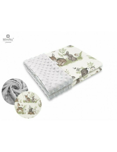 BN-6426972012911,MimiNu - Paturica pufoasa cu doua fete, Dimensiune 75x100 cm, Din tesatura minky si bumbac, Materiale certifica