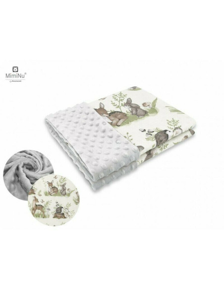BN-6426972012911,MimiNu - Paturica pufoasa cu doua fete, Dimensiune 75x100 cm, Din tesatura minky si bumbac, Materiale certifica