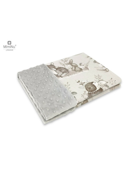 BN-6426972012928,MimiNu - Paturica pufoasa cu doua fete, Dimensiune 75x100 cm, Din tesatura minky si bumbac, Materiale certifica