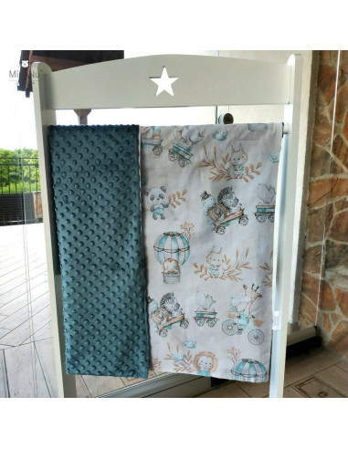 BN-6426972012935,MimiNu - Paturica pufoasa cu doua fete, Dimensiune 75x100 cm, Din tesatura Minky si bumbac, Materiale certifica