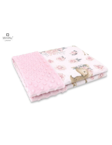 BN-6426972012966,MimiNu - Paturica pufoasa cu doua fete, Dimensiune 75x100 cm, Din tesatura Minky si bumbac, Materiale certifica