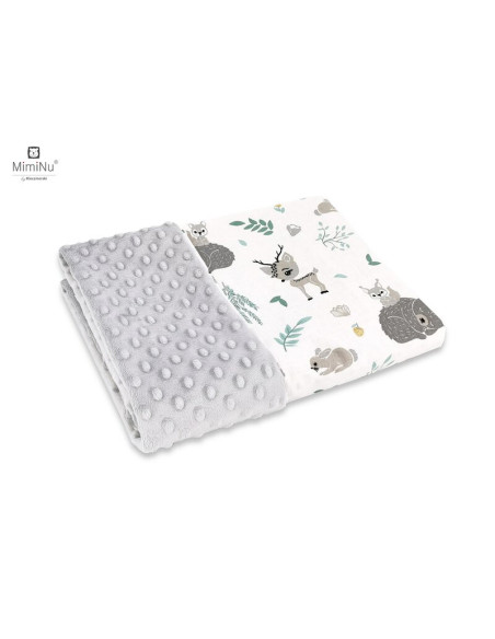 BN-6426972013024,MimiNu - Paturica pufoasa cu doua fete, Dimensiune 75x100 cm, Din tesatura minky si bumbac, Materiale certifica