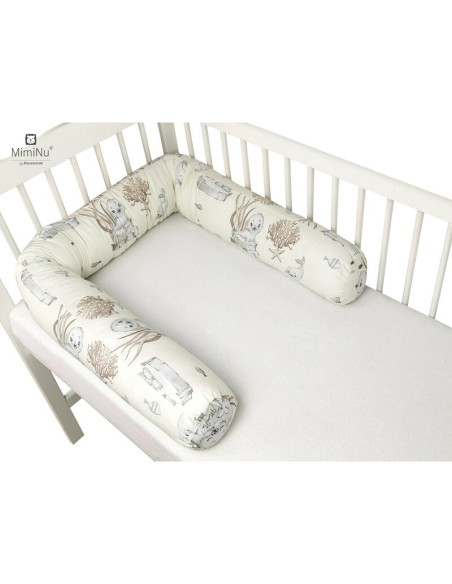 BN-6426972013413,MimiNu - Aparatoare tip rulou pentru patut, Lungime 180 cm, Din bumbac certificat Oeko Tex Standard 100, Cu dia