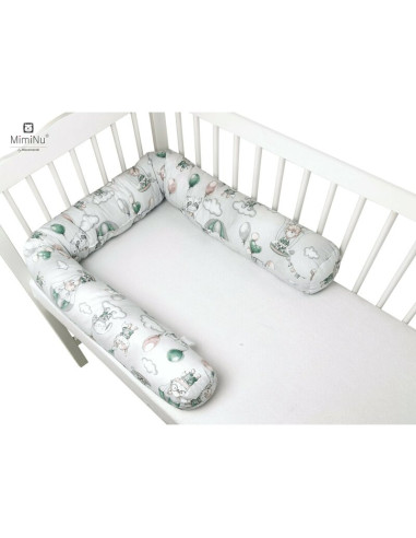 BN-6426972013437,MimiNu - Aparatoare tip rulou pentru patut, Lungime 180 cm, Din bumbac certificat Oeko Tex Standard 100, Cu dia
