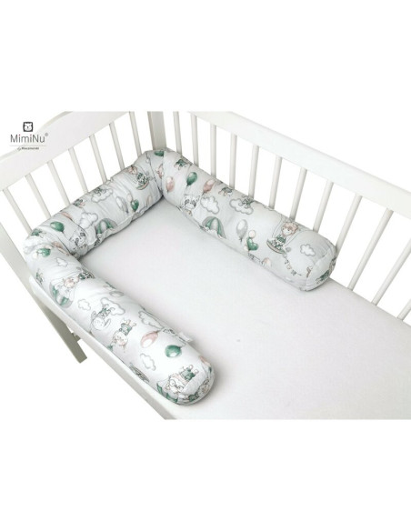 BN-6426972013437,MimiNu - Aparatoare tip rulou pentru patut, Lungime 180 cm, Din bumbac certificat Oeko Tex Standard 100, Cu dia