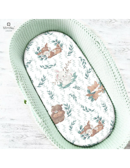 BN-6426972013567,MimiNu - Cearceaf cu elastic pentru landou, carucior si cosulet, Dimensiune 80x35 cm, Din bumbac certificat Oek