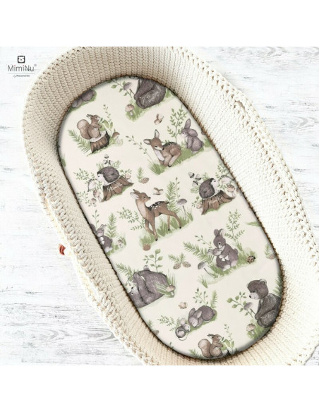 BN-6426972013659,MimiNu - Cearceaf cu elastic pentru landou, carucior si cosulet, Dimensiune 80x35 cm, Din bumbac certificat Oek