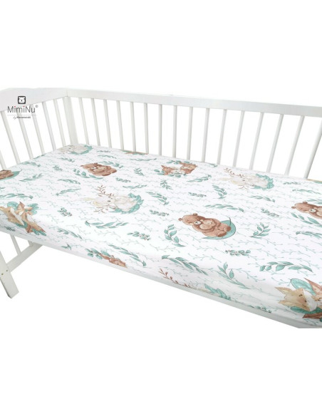 BN-6426972013758,Miminu - Cearceaf cu elastic pentru patut leagan sau patut co-sleeper, Dimensiune 90x40 cm, Din bumbac certific