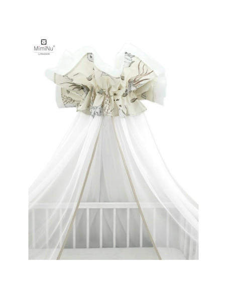 BN-6426972013253,MimiNu - Baldachin mare din tull, Cu funda din bumbac, Dimensiune 400x170 cm, Materiale certificate Oeko Tex St
