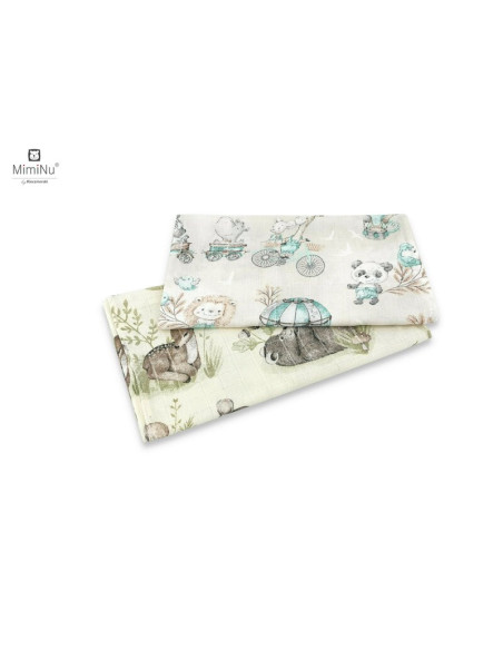BN-6426972014496,MimiNu - Set 2 bucati scutece tetra din bumbac, Refolosibile, Cu multiple intrebuintari, Dimensiune 70x80 cm, D