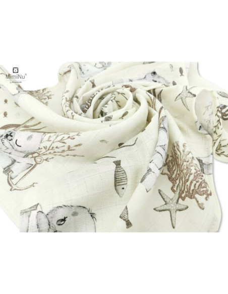 BN-6426972014502,MimiNu - Set 2 bucati scutece tetra din bumbac, Refolosibile, Cu multiple intrebuintari, Dimensiune 70x80 cm, D