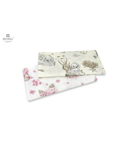 BN-6426972014519,MimiNu - Set 2 bucati scutece tetra din bumbac, Refolosibile, Cu multiple intrebuintari, Dimensiune 70x80 cm, D