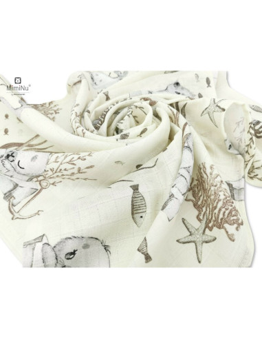 BN-6426972014519,MimiNu - Set 2 bucati scutece tetra din bumbac, Refolosibile, Cu multiple intrebuintari, Dimensiune 70x80 cm, D
