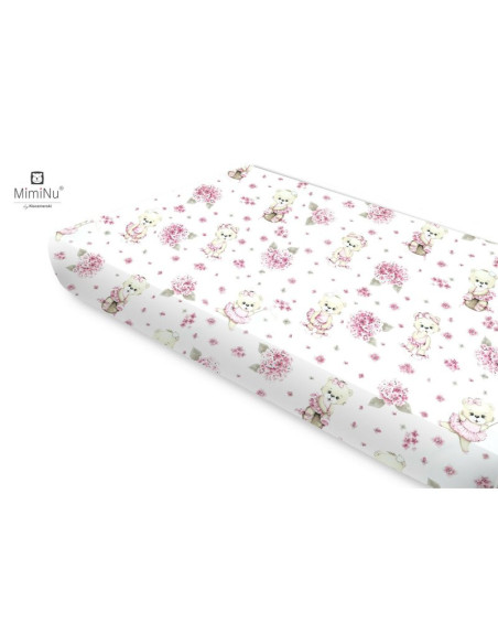 BN-6426972014199,Miminu - Cearceaf cu elastic, Din bumbac certificat Oeko Tex Standard 100, Pentru pat 160x80 cm, Design, Pink B