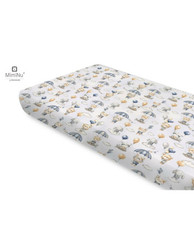 BN-6426972014229,Miminu - Cearceaf cu elastic, Din bumbac certificat Oeko Tex Standard 100, Pentru pat 160x80 cm, Parachutes Blu