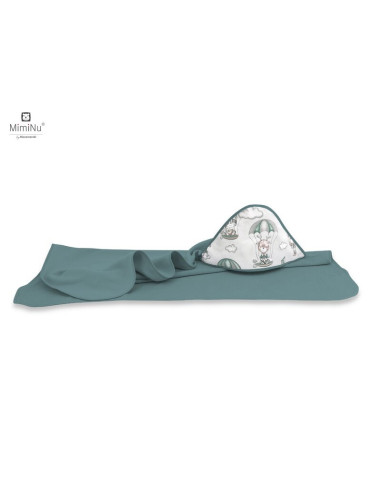 BN-6426972014243,MimiNu - Prosop mare cu gluga, Dimensiune 100x100 cm, Din bumbac si thermo fleece, Materiale certificate Oeko T